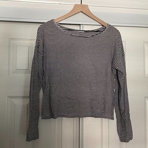 Long Sleeve Navy and White Striped Zara Shirt Size Small